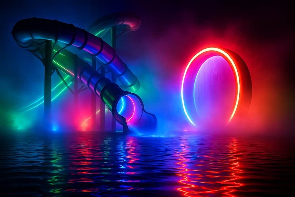 vibrant waterpark led lights night wead
